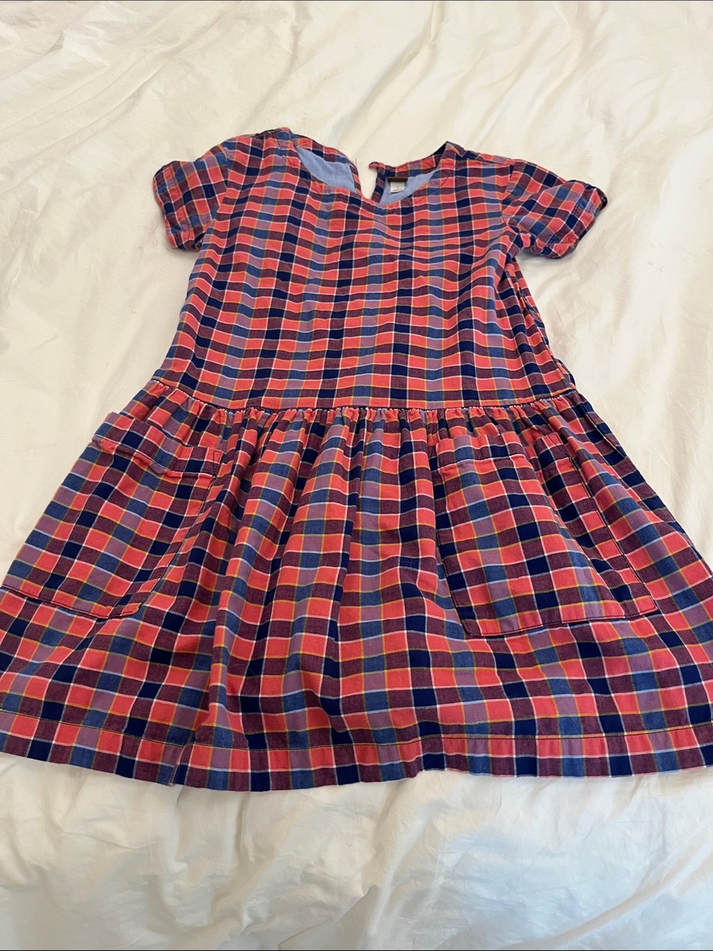 Tea Collection Red and Blue Plaid Short Sleeve Dress